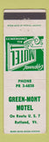 Matchbook Cover - Green Mont Motel Rutland VT