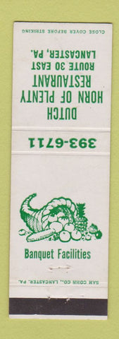 Matchbook Cover - Dutch Horn of Plenty Restaurant Lancaster PA