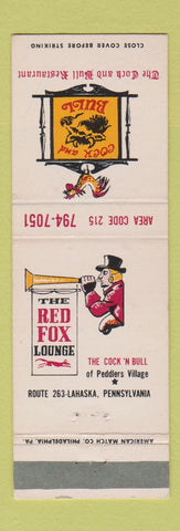 Matchbook Cover - Cock and Bull Red Fox Lounge Lahaska PA