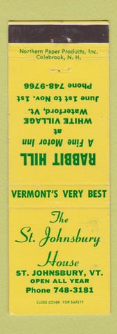 Matchbook Cover - St Johnsbury House VT Rabbit Hill Motor Inn Waterford VT