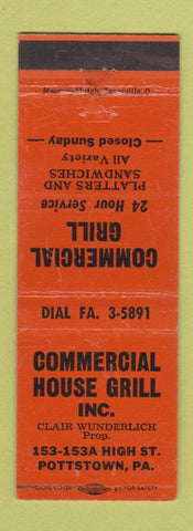 Matchbook Cover - Commercial House Grill Pottstown PA