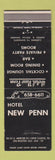 Matchbook Cover - Hotel New Penn New Castle PA