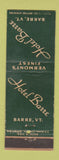 Matchbook Cover - Hotel Barre VT WEAR