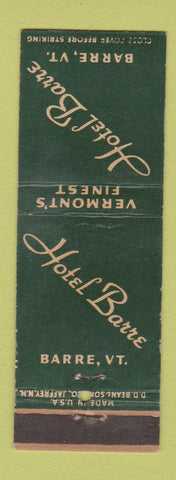 Matchbook Cover - Hotel Barre VT WEAR