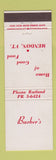 Matchbook Cover - Barber's Restaurant Mendon VT