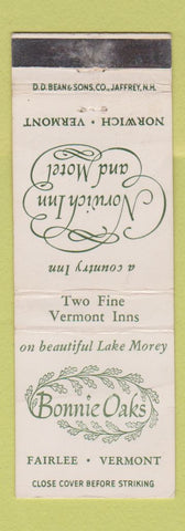 Matchbook Cover - Bonnie Oaks Fairlee VT Norwich Inn VT WEAR