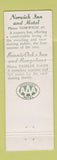 Matchbook Cover - Bonnie Oaks Fairlee VT Norwich Inn VT WEAR