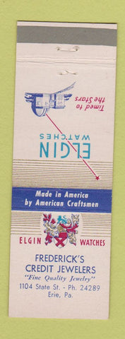 Matchbook Cover - Elgin Watches Frederick's Jewelry Erie PA