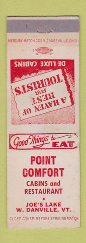 Matchbook Cover - Point Comfort Cabins Restaurant West Danville VT
