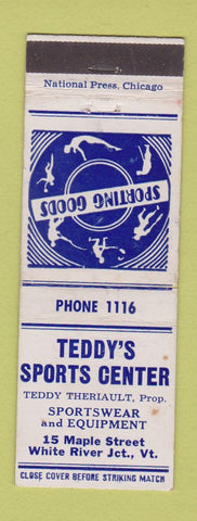 Matchbook Cover - Teddy's Sports Center White River Junction VT low phone # WEAR