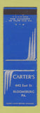 Matchbook Cover - Carter's Bloomsburg PA