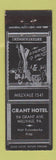 Matchbook Cover - Grant Hotel Millvale PA low phone #