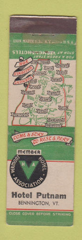 Matchbook Cover - Hotel Putnam Bennington VT WEAR