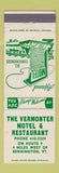 Matchbook Cover - Vermonter Motel Restaurant Bennington VT