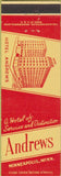 Matchbook Cover - Andrews Hotel Minneapolis MN