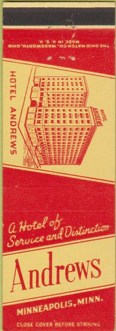 Matchbook Cover - Andrews Hotel Minneapolis MN