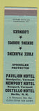 Matchbook Cover - Pavilion Hotel Montpelier VT Newport VT Berlin NH