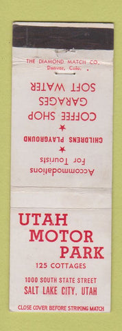 Matchbook Cover - Utah Motor Park Salt Lake City UT WEAR