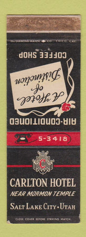 Matchbook Cover - Carlton Hotel Salt Lake City UT WORN