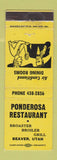 Matchbook Cover - Ponderosa Restaurant Beaver UT