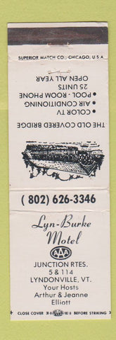 Matchbook Cover - Lyn Burke Motel Lyndonville VT