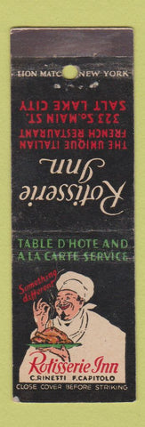 Matchbook Cover - Rotisserie Inn Salt Lake City UT