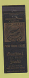 Matchbook Cover - Bratten's Seafood Grotto Salt Lake City UT