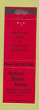 Matchbook Cover - Golden Horse Lodge Swiss Food Warren VT