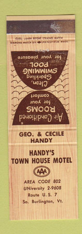 Matchbook Cover - Handy's Town House Motel South Burlington VT WEAR