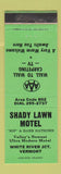 Matchbook Cover - Shady Lawn Motel White River Junction VT WEAR