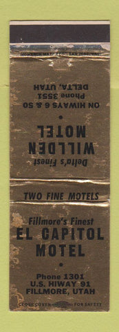 Matchbook Cover - Willden Motel Delta UT El Capitol Fillmore UT WORN