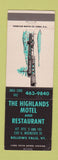 Matchbook Cover - Highlands Motel Restaurant Bellows Falls VT