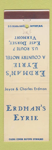 Matchbook Cover - Erdman's Eyrie Motel East Dorset VT