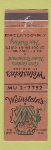Matchbook Cover - Weinstein's Pittsburgh PA restaurant WEAR