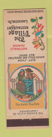 Matchbook Cover - Village Restaurant Lancaster PA Amish Blue Gate
