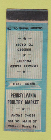 Matchbook Cover - Pennsylvania Poultry Market Wilkes Barre PA WORN