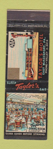 Matchbook Cover - Taylor's Motel East McKeesport PA