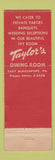 Matchbook Cover - Taylor's Motel East McKeesport PA
