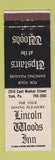 Matchbook Cover - Lincoln Woods Inn York PA