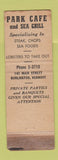 Matchbook Cover - Park Cafe Burlington VT WORN