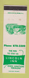 Matchbook Cover - Lincoln Inn Essex Junction VT WEAR