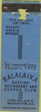 Matchbook Cover - Balalaika Russian Restaurant Washington DC WORN