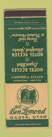 Matchbook Cover - Hotel Ben Lemond Ogden UT
