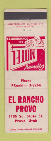 Matchbook Cover - El Rancho Provo UT motel WEAR