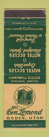 Matchbook Cover - Hotel Ben Lemond Ogden UT