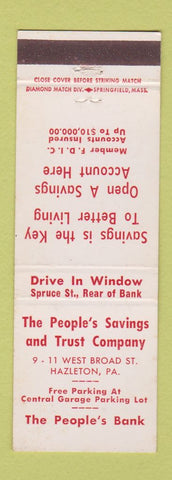 Matchbook Cover - People's Savings and Trust Hazleton PA bank
