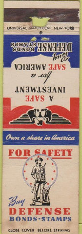Matchbook Cover - Defense Bonds WWII WEAR