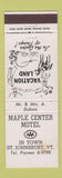 Matchbook Cover - Maple Center Motel St Johnsbury VT WEAR