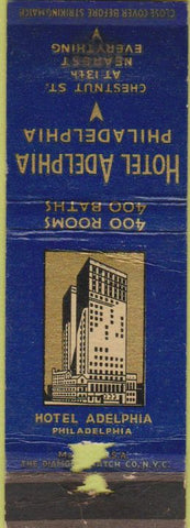 Matchbook Cover - Hotel Adelphia Philadelphia PA WORN