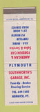 Matchbook Cover - Southworth's Garage Plymouth Norwich VT Chrysler Mobil oil gas